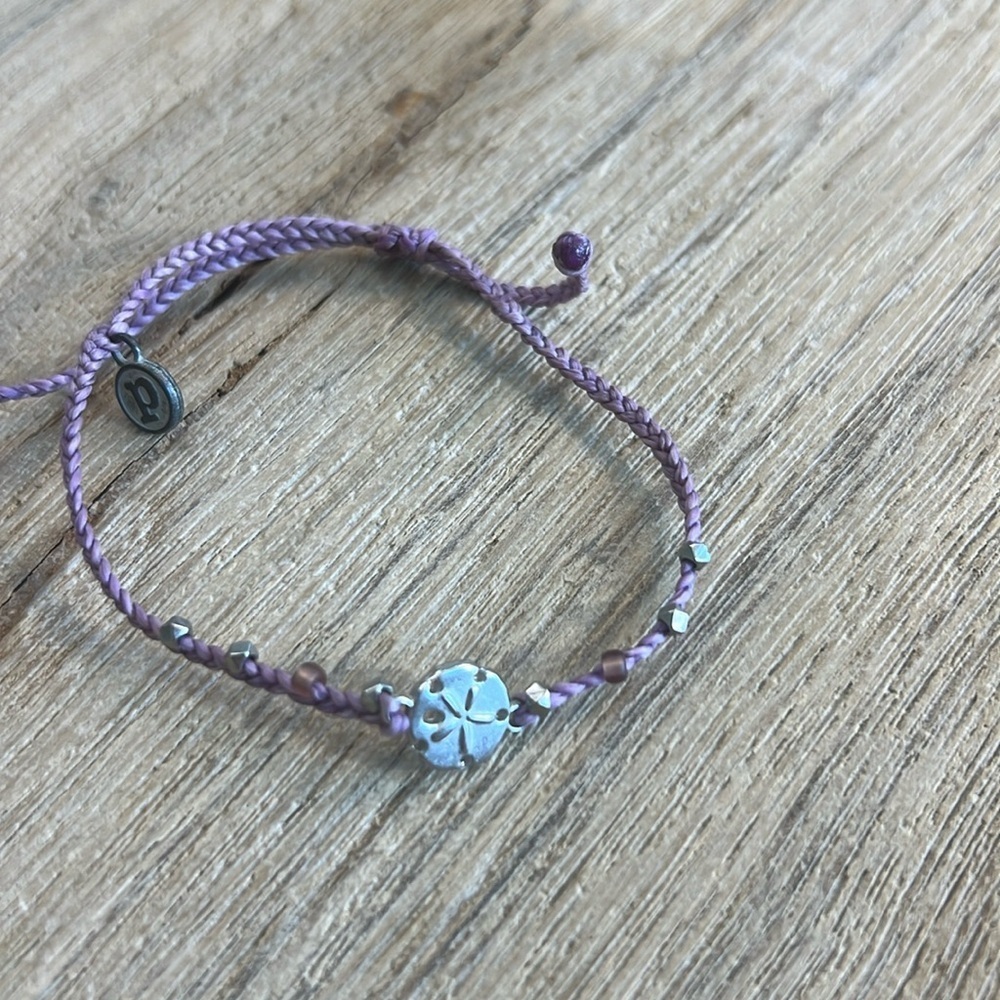 Pura Vida Bracelet Bundle Purple Silver Sand Dollar Shell Sun Beach Rare Woven - Picture 5 of 8